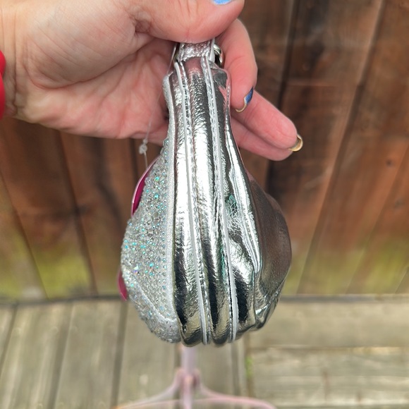 Betsey Johnson Silver Diva Rhinestone Micro Silver Pouch - Picture 10 of 15